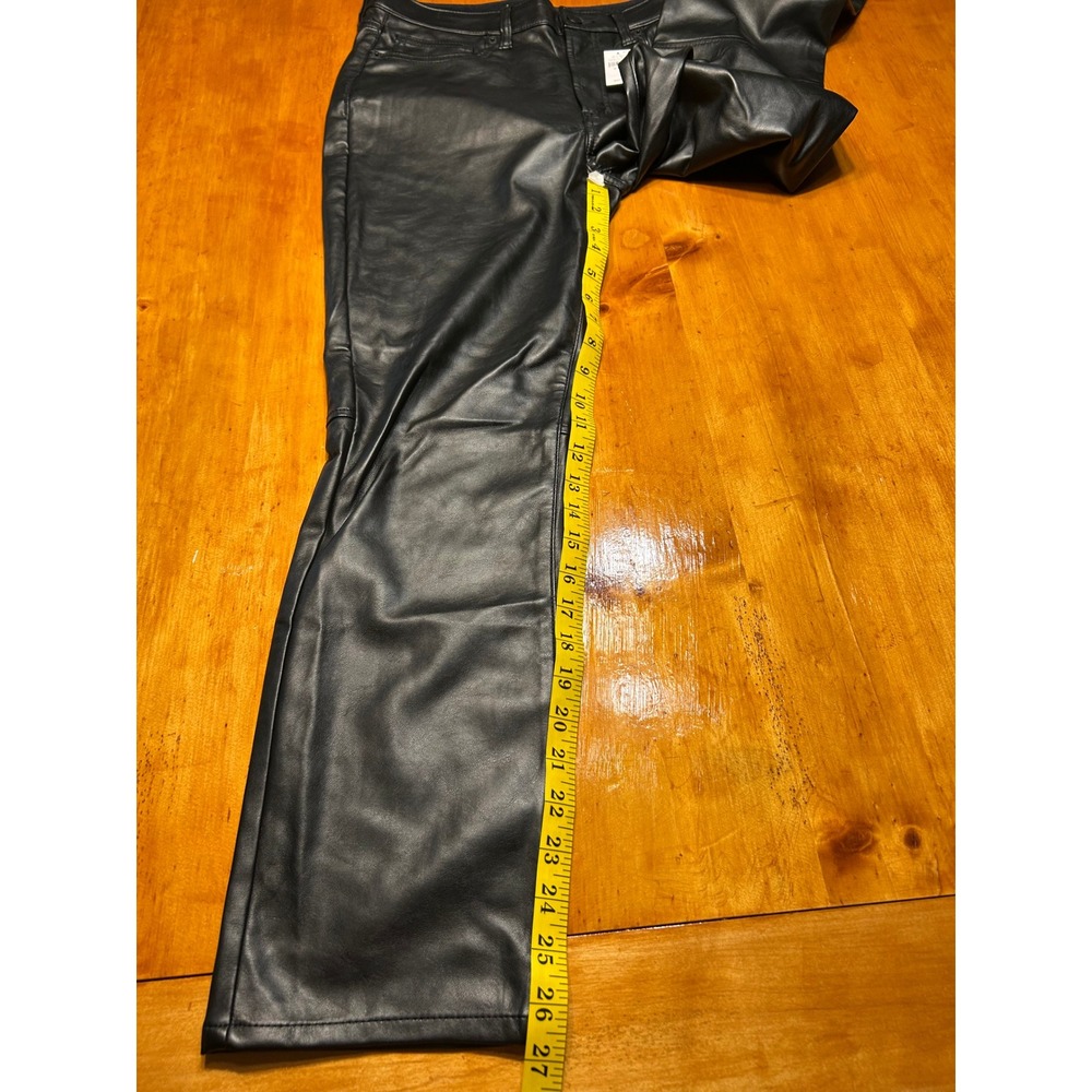 Gap High Rise Vintage Slim Faux Leather Pants Black Womens Edgy Quiet Luxury - Picture 5 of 11